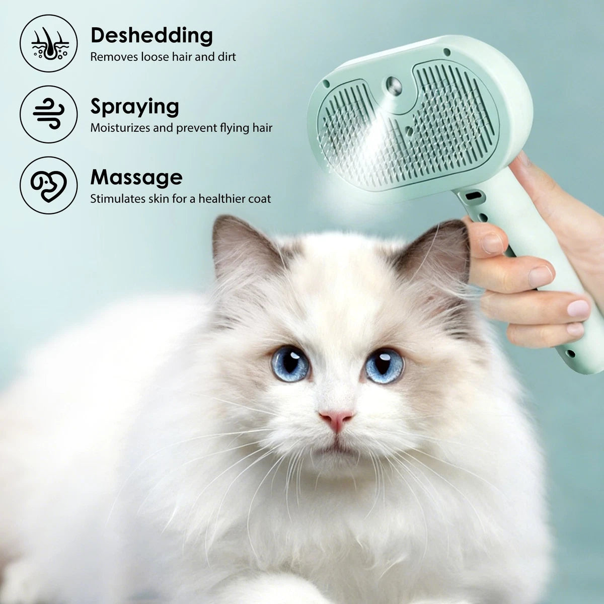 Pet Tool with Hair Removal, Steam Spray Massage and Brush Function for Cats Dogs|127559619253