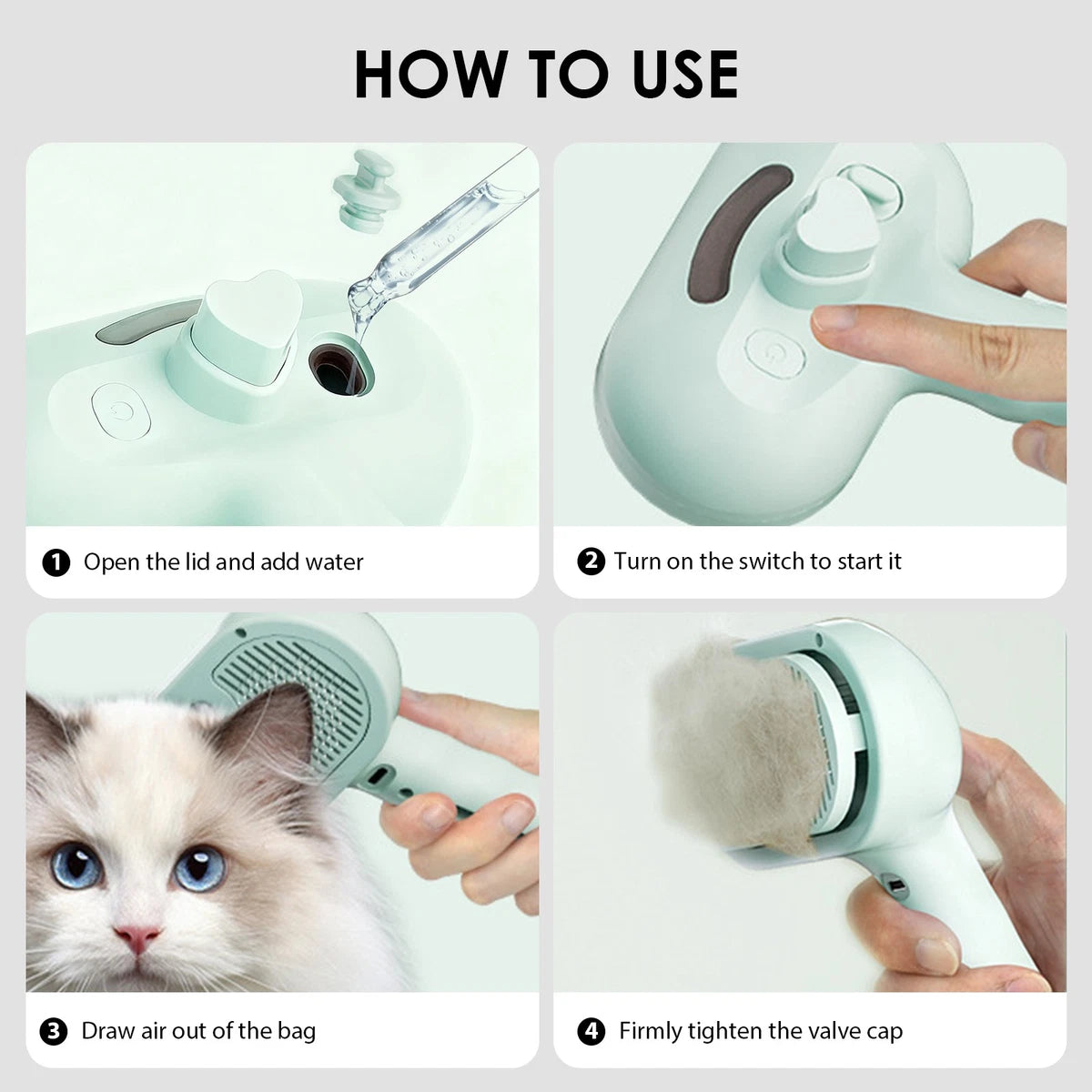 Pet Tool with Hair Removal, Steam Spray Massage and Brush Function for Cats Dogs|127559619253