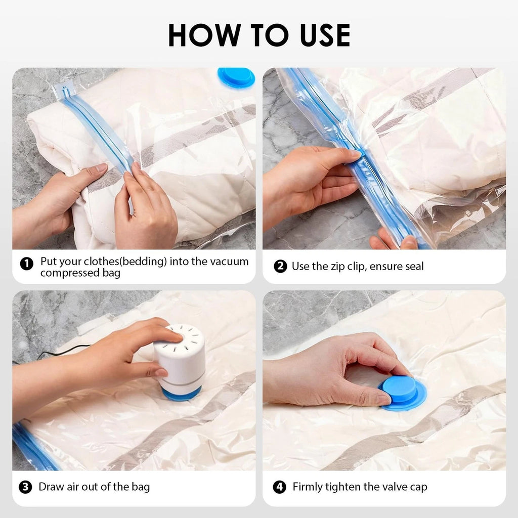 11 Pack Vacuum Storage Bags With Electric Pump 4 Sizes Space Saver For Clothes|406740608396