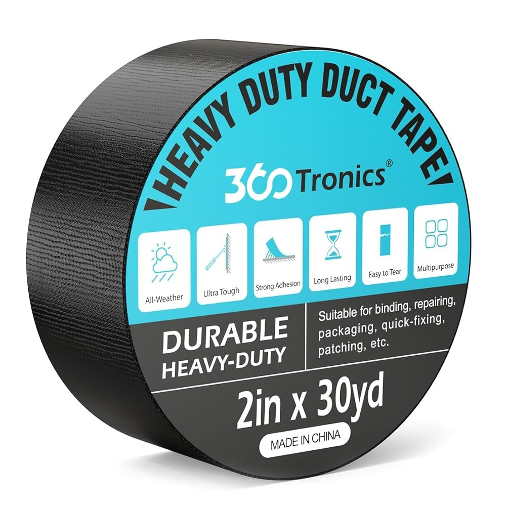 Black Duct Tape 2" x 30yds Roll, IP65 Waterproof Heavy Duty for Crafts & Repairs - Picture 1 of 7
