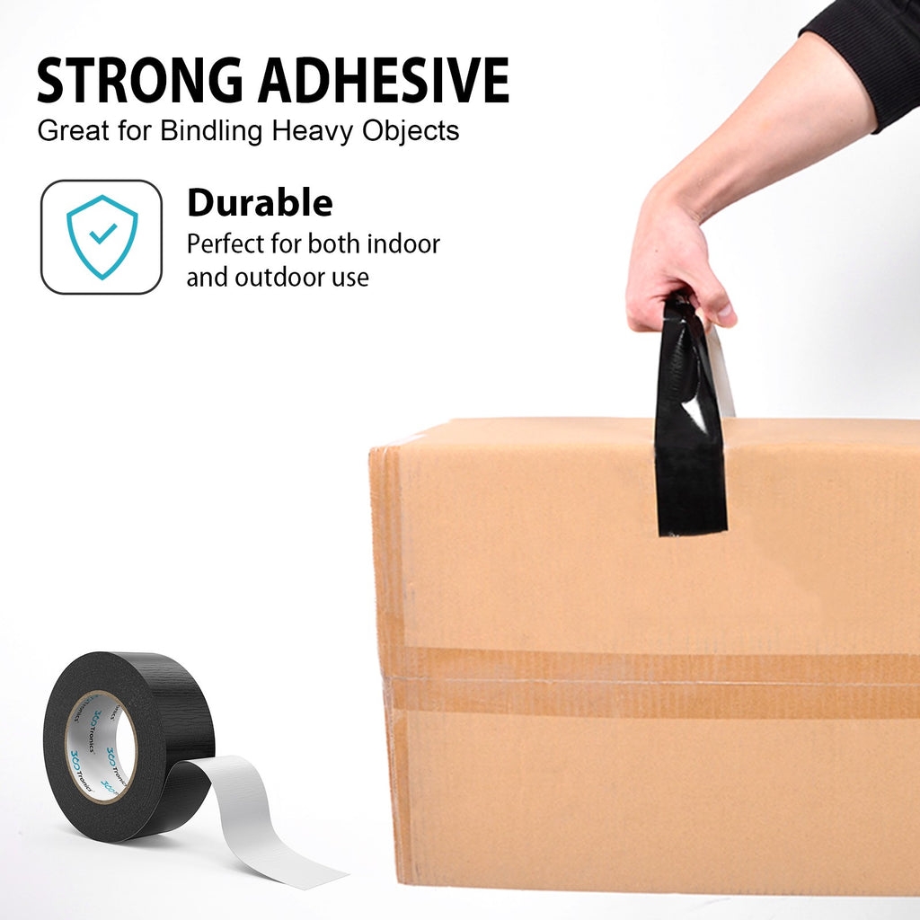 Black Duct Tape 2" x 30yds Roll, IP65 Waterproof Heavy Duty for Crafts & Repairs - Picture 3 of 7