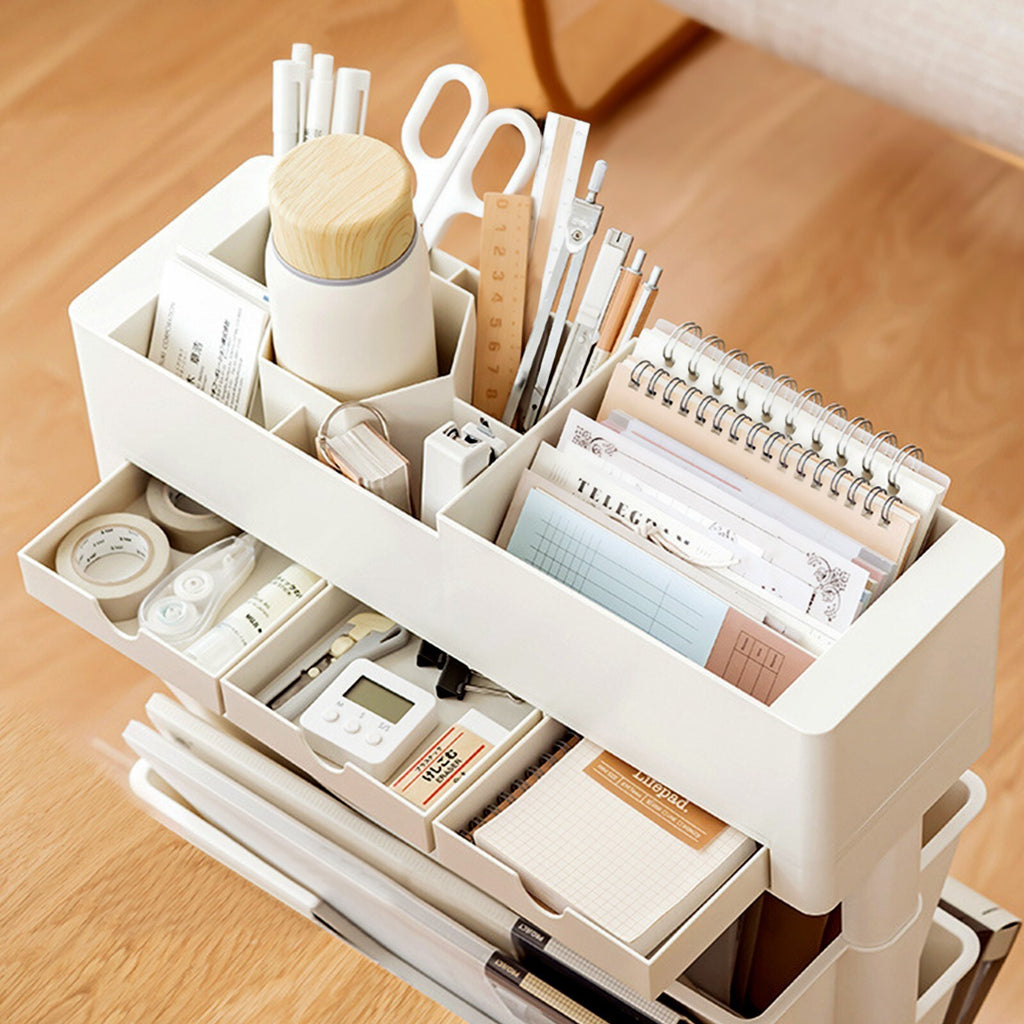 6-Tier Rolling Book Cart Mobile Storage Organizer with Wheels for Office Home - Picture 4 of 7