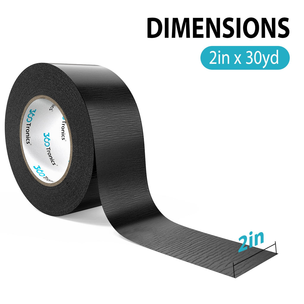 Black Duct Tape 2" x 30yds Roll, IP65 Waterproof Heavy Duty for Crafts & Repairs - Picture 2 of 7