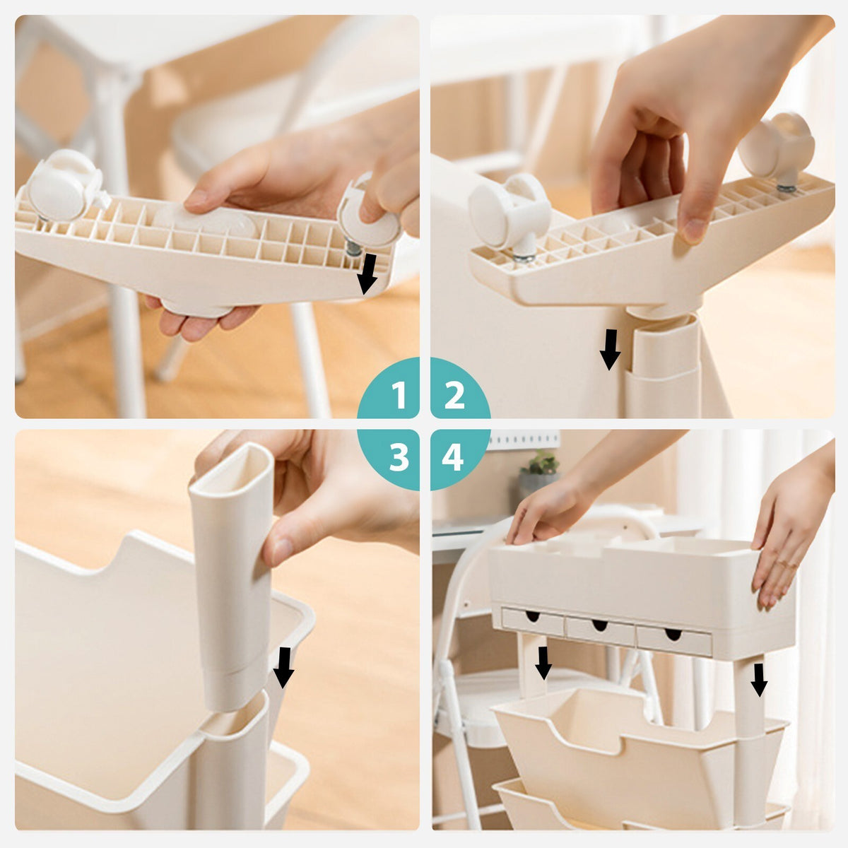 6-Tier Rolling Book Cart Mobile Storage Organizer with Wheels for Office Home - Picture 5 of 7