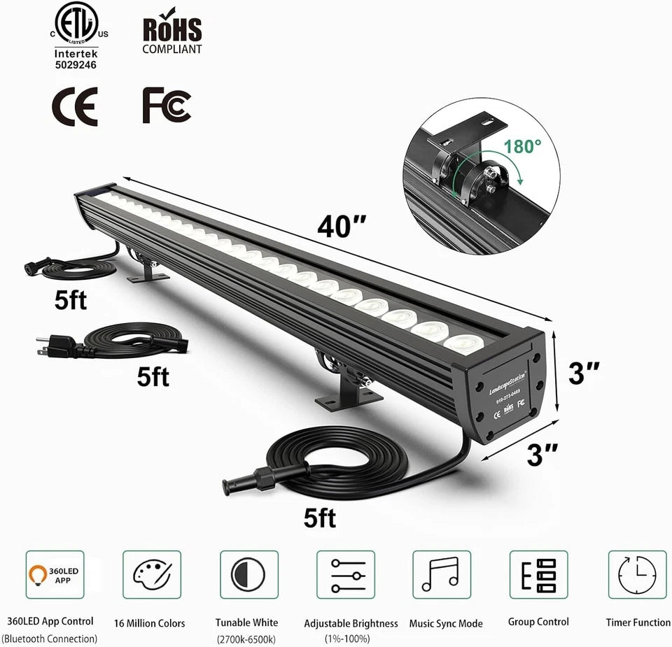 360LED 168W RGBIC Outdoor LED Wall Washer Light | App Control