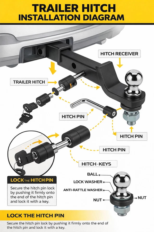 Trailer Hitch Ball Mount, for 2" Receiver with 2-5/16" Ball 2" Drop 7500 lbs