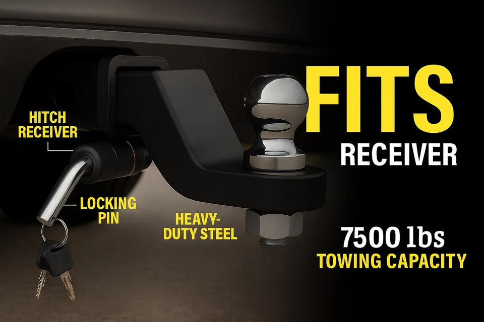 Trailer Hitch Ball Mount, for 2" Receiver with 2-5/16" Ball 2" Drop 7500 lbs