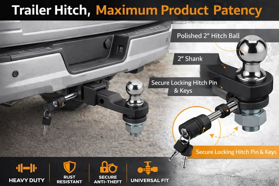 Trailer Hitch Ball Mount, for 2" Receiver with 2-5/16" Ball 2" Drop 7500 lbs