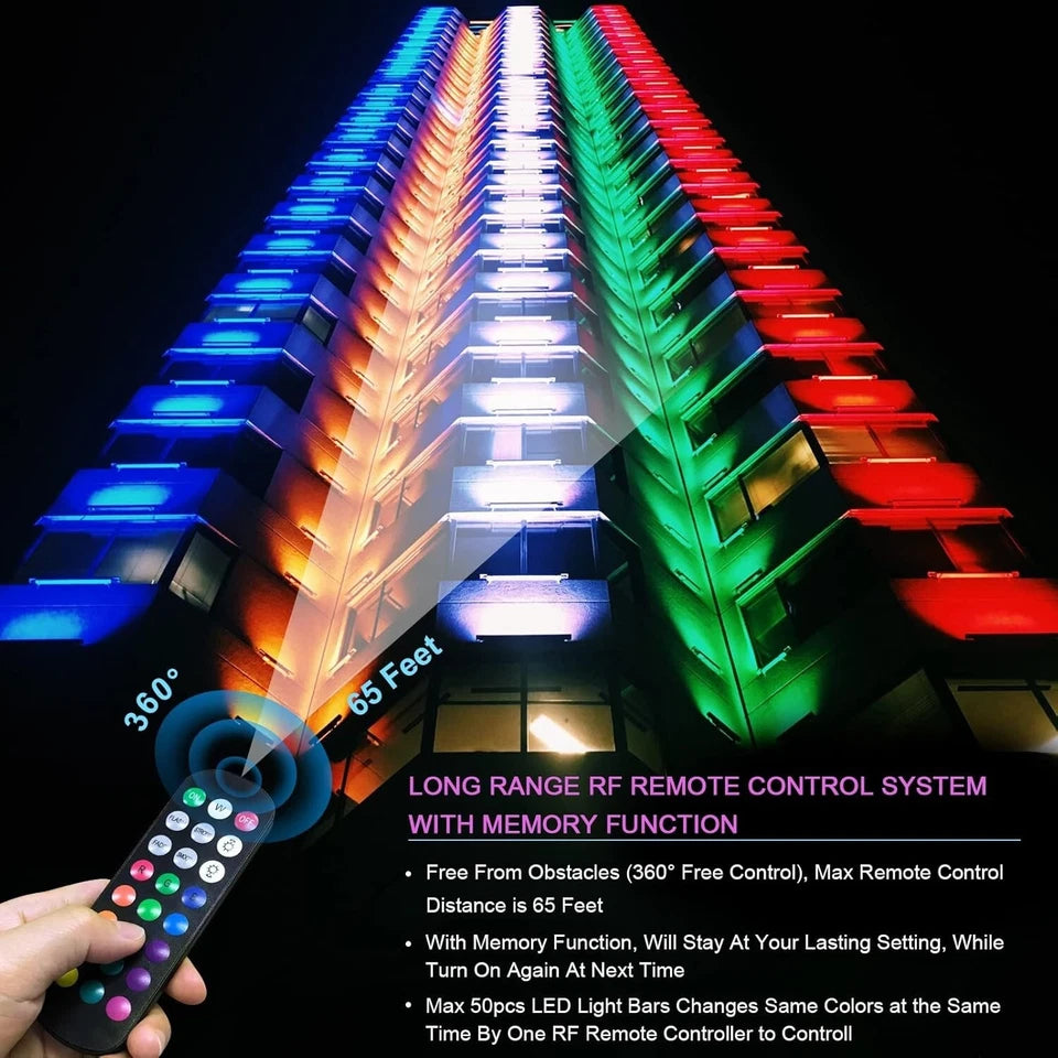 144W RGBW LED Wall Washer Light Bar, Outdoor Waterproof, Hand Remote Control